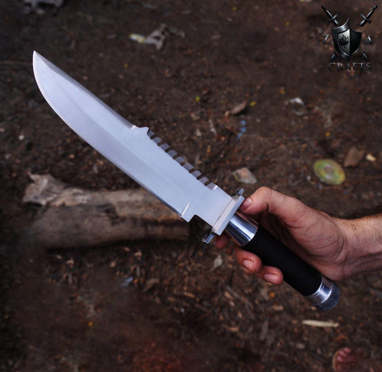 Hand-Forged D2 Steel Bowie Knife: 15" Military Commando Blade