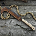 Heavy-Duty Camping Machete – Hand-Forged Carbon Steel Blade with Ash Wood Handle & Leather Sheath