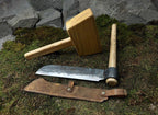 Hand Forged Woodworking Adze & Mallet Set: Bowl and Spoon Carving