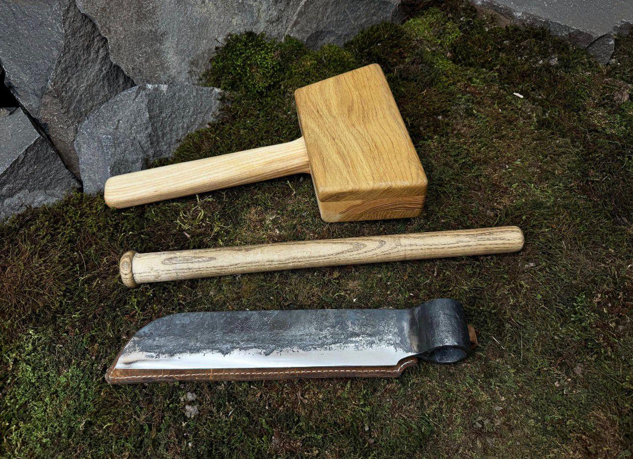 Hand Forged Woodworking Adze & Mallet Set: Bowl and Spoon Carving