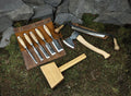 Hand-Forged 8-Piece Woodworking Tool Set: 52100 Steel, Leather Cases