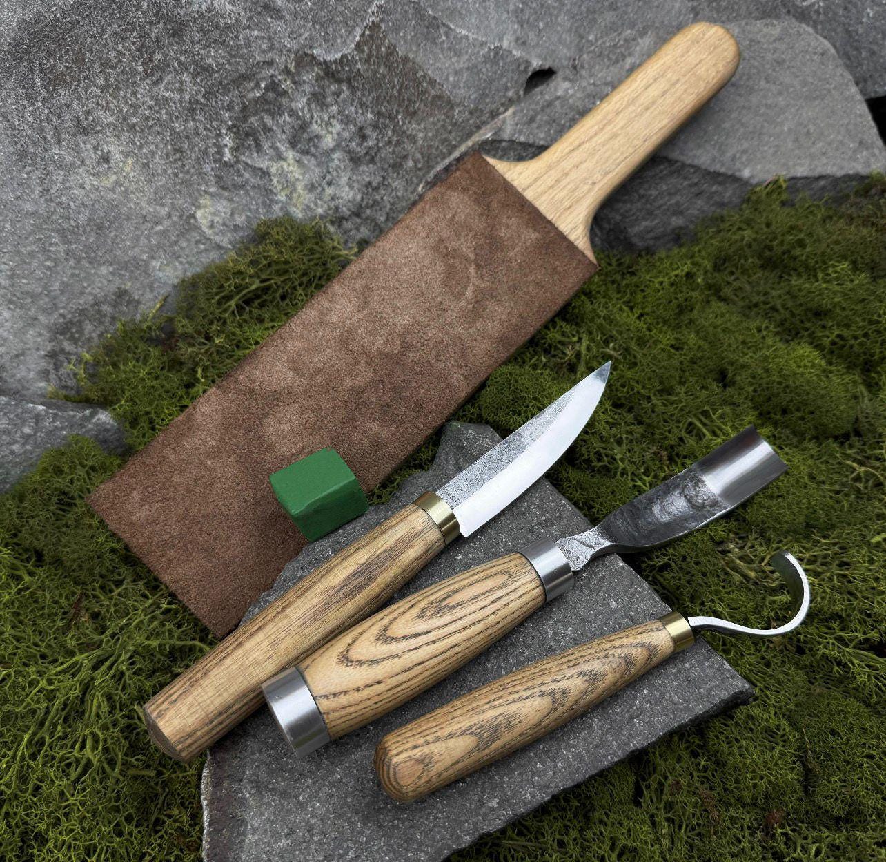 Wood Carving Tool Set 4 Pcs with Leather Case hand mate