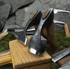 Hand Forged Woodworking Tool Set: Carbon Steel, Leather Sheaths