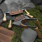 Hand Forged Woodworking Tool Set: Carbon Steel, Leather Sheaths