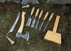 Hand-Forged 8-Piece Woodworking Tool Set: 52100 Steel, Leather Cases