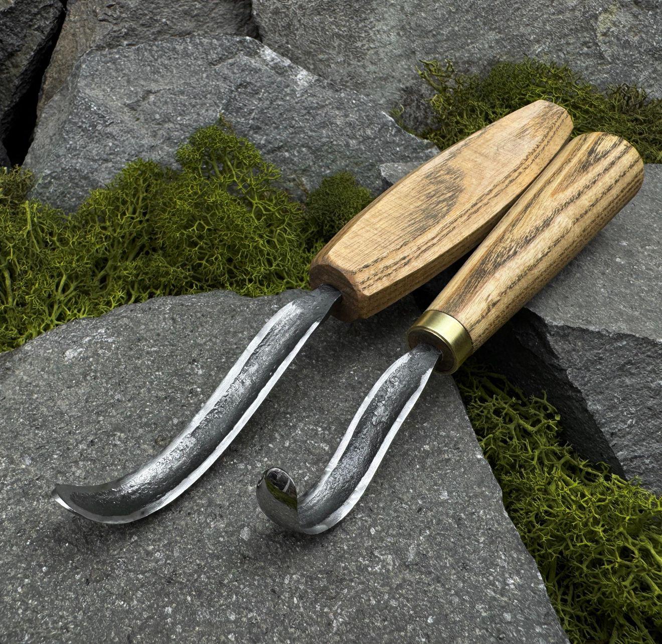 Hand-Forged Hook Knife Set: Wood Carving & Whittling Tools