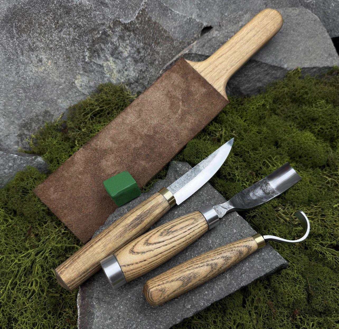 Wood Carving Tool Set 4 Pcs with Leather Case hand mate