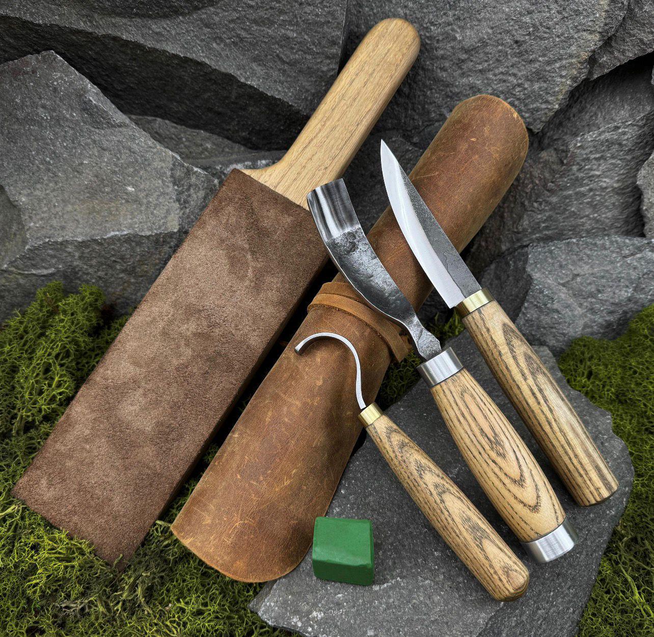 Wood Carving Tool Set 4 Pcs with Leather Case hand mate