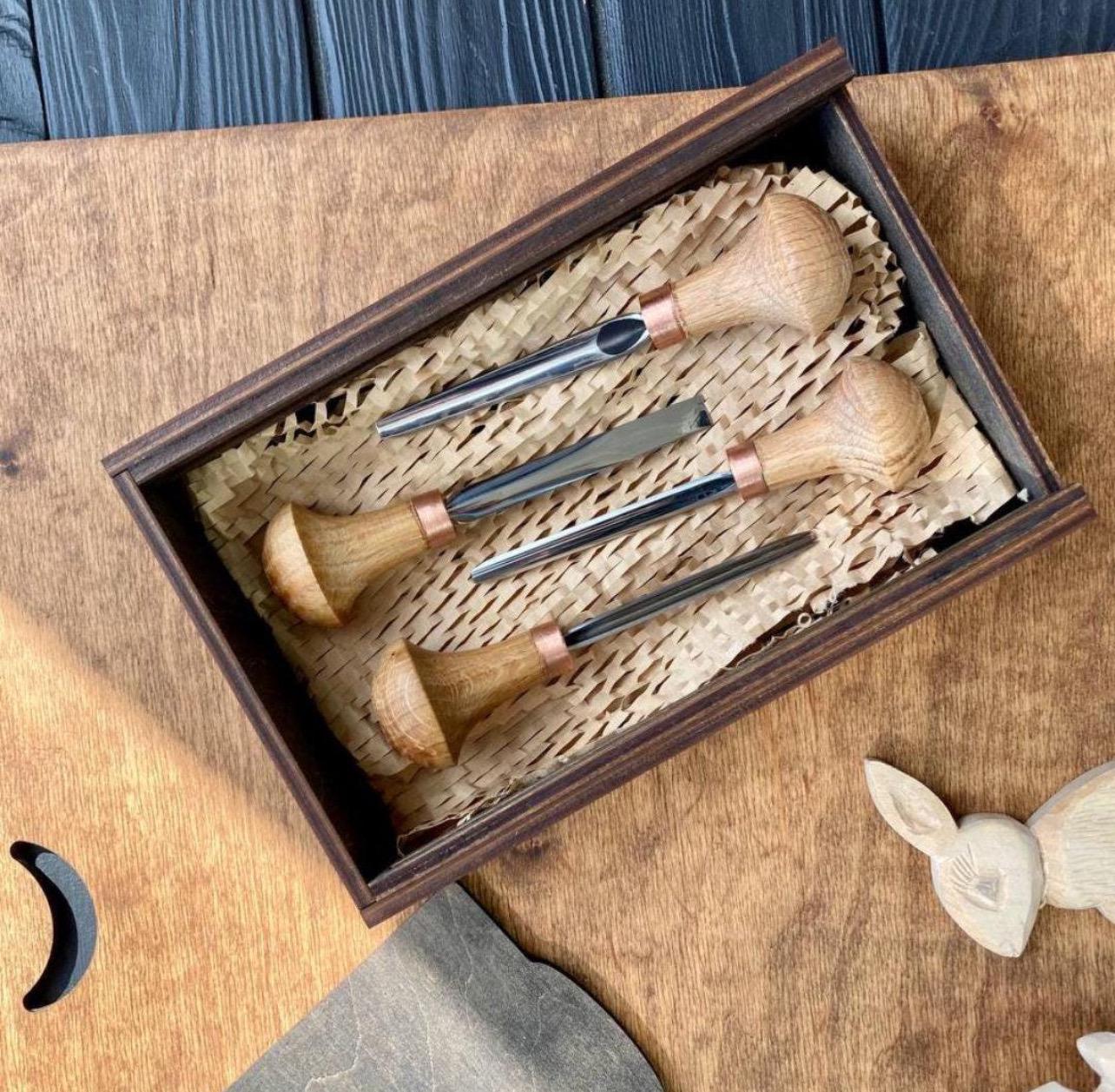 Handmade Wood Carving Chisel Set – 4 Piece Professional Engraving Tools