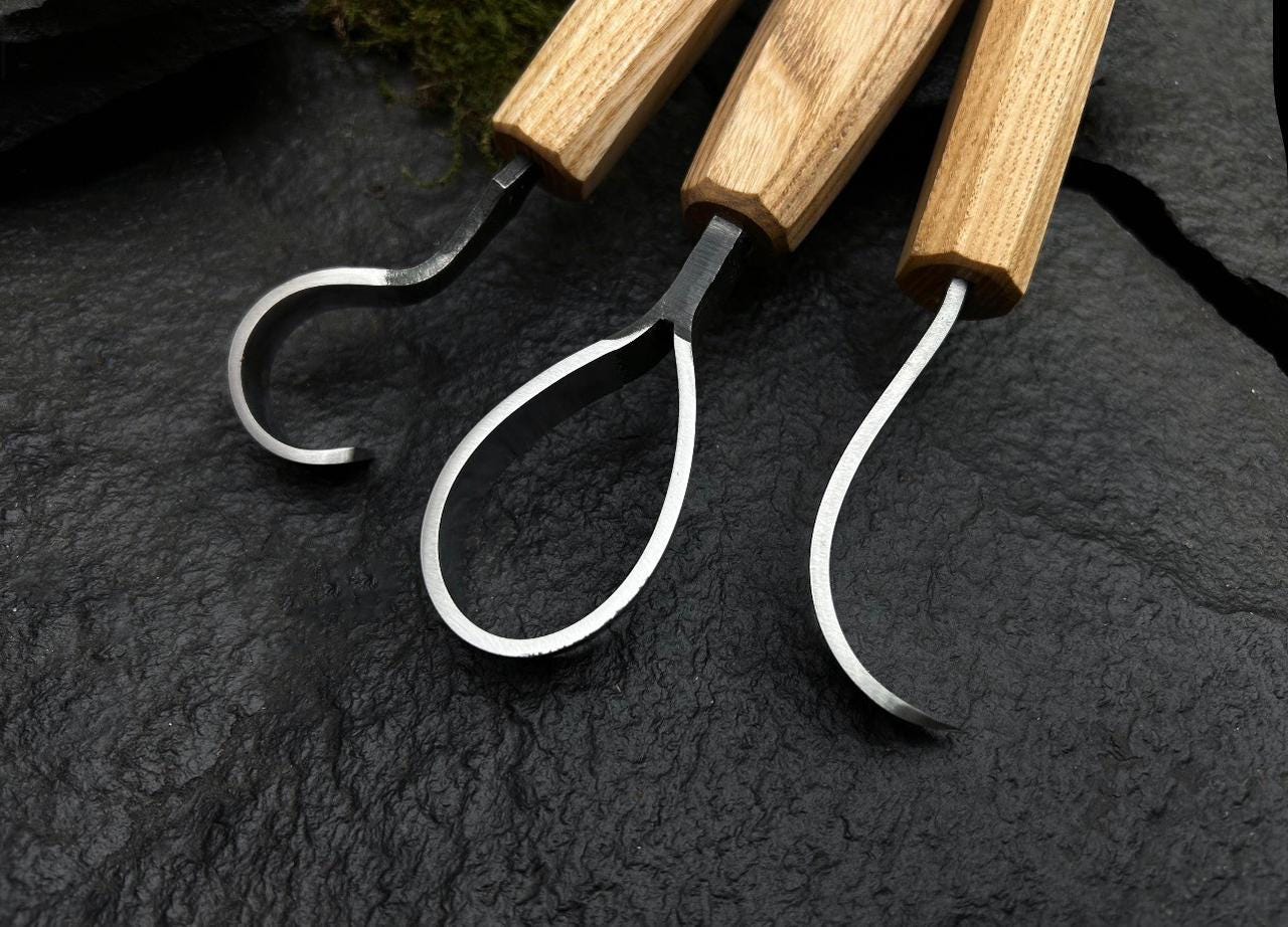 Wood Carving Hook Knife Set: Spoon, Bowl, Kuksa Carving Tools
