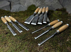 10pc Bevel Edge Chisel Set Leather Case Hand Forged 52100 Carbon Steel Wood Tool