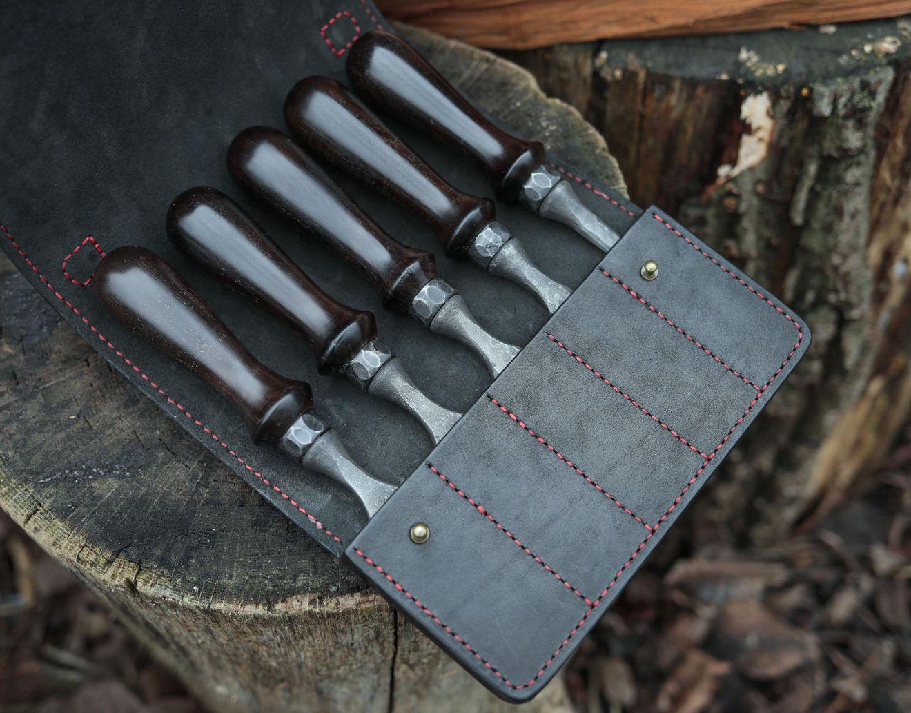 Hand-Forged Wood Carving Chisel Set: High-Carbon Steel Carpentry Tools