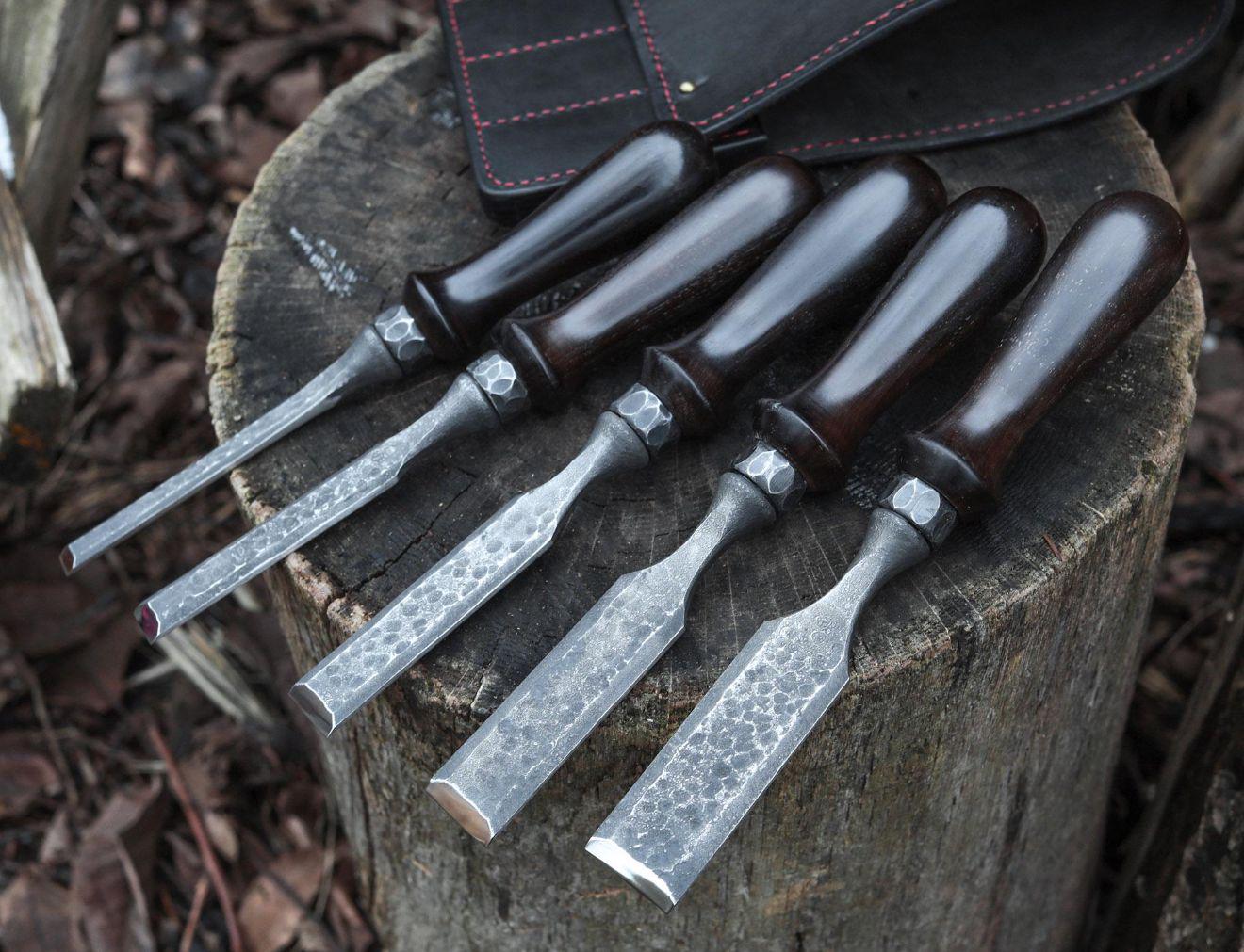 Hand-Forged Wood Carving Chisel Set: High-Carbon Steel Carpentry Tools