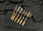 Handmade Wood Carving Chisel Set: High Carbon Steel Gouges, Leather Pouch