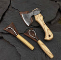 Handmade Wood Carving Tool Set: Hatchet, Hook Knives, Leather Sheaths