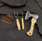 Handmade Wood Carving Tool Set: Hatchet, Hook Knives, Leather Sheaths
