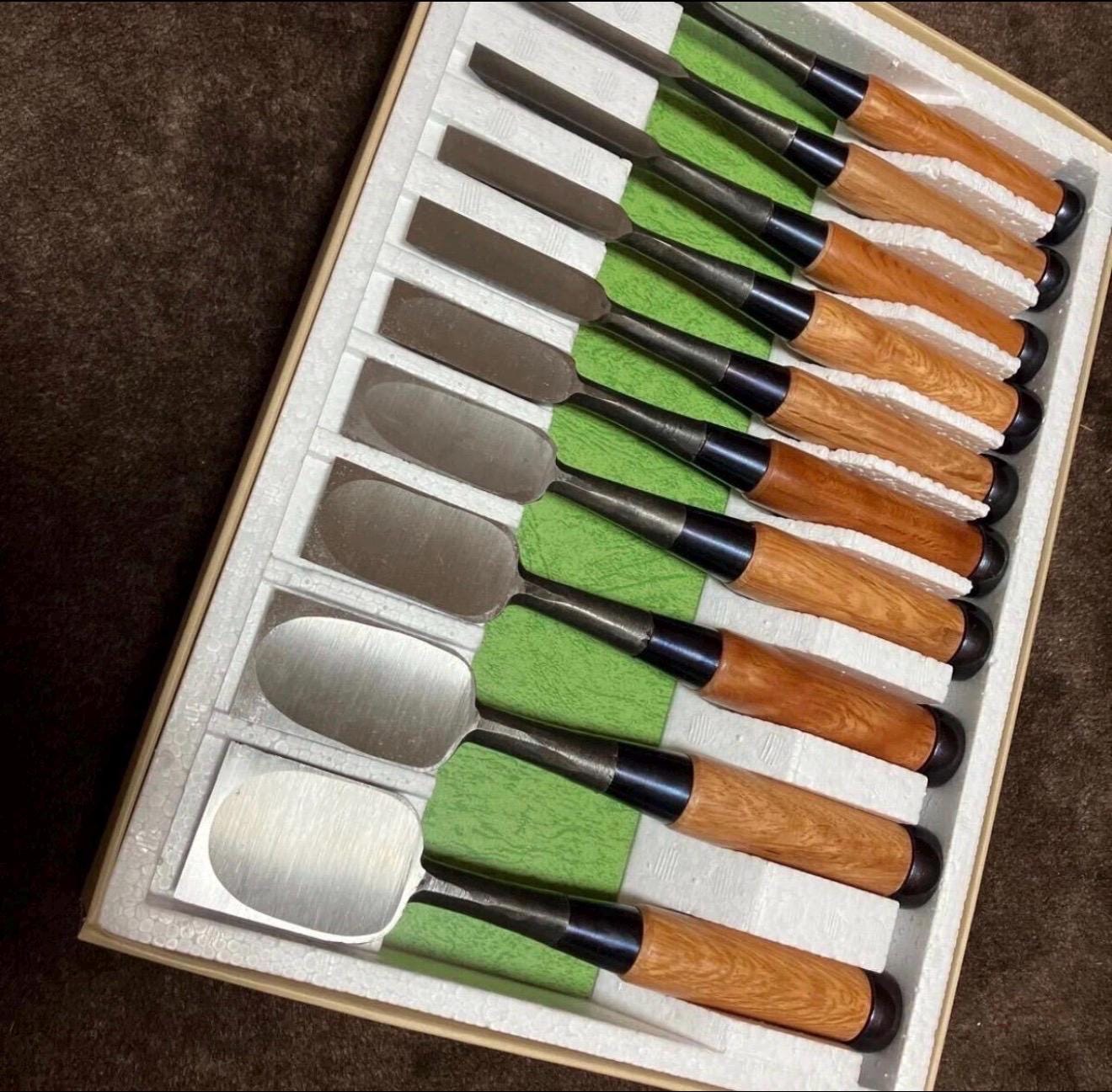 Japanese Chisel Set – 10-Piece Hand-Forged Woodworking Tool Kit