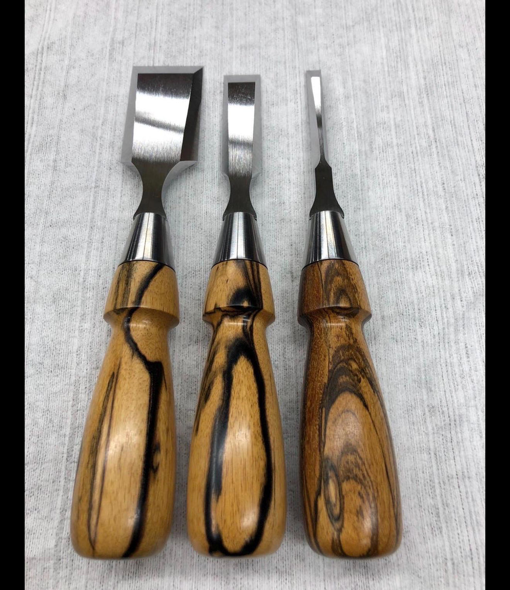 3-Piece Butt Chisel Set in Black and White Ebony