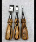 3-Piece Butt Chisel Set in Black and White Ebony