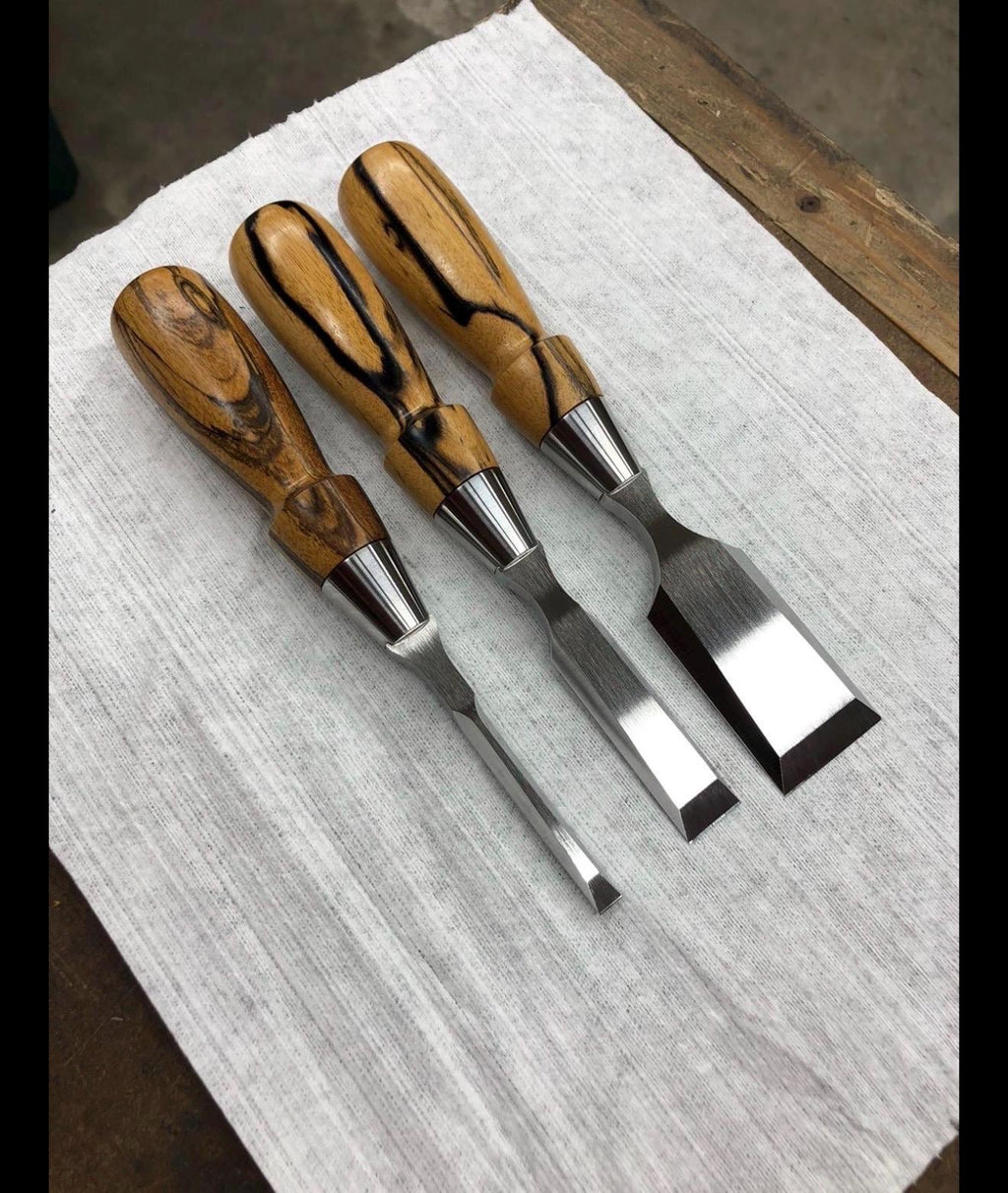 3-Piece Butt Chisel Set in Black and White Ebony