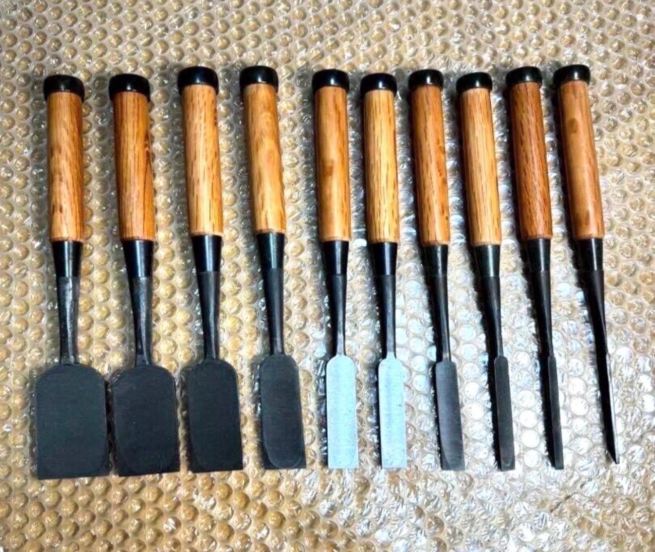 Hand-Forged Wood Carving Chisel Set – High Carbon Steel, Exotic Wood Handles