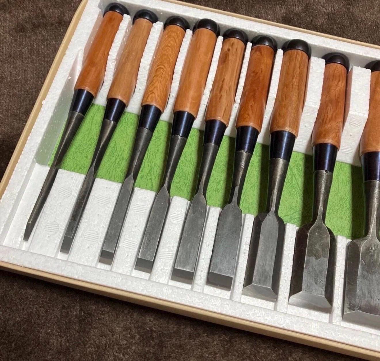 Japanese Chisel Set – 10-Piece Hand-Forged Woodworking Tool Kit