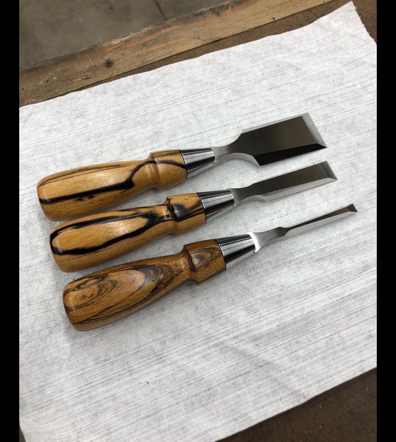 3-Piece Butt Chisel Set in Black and White Ebony