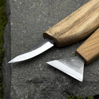 2-Hand Forged Carving Knife: Woodworking Tool (Carbon Steel Blade)