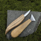 2-Hand Forged Carving Knife: Woodworking Tool (Carbon Steel Blade)