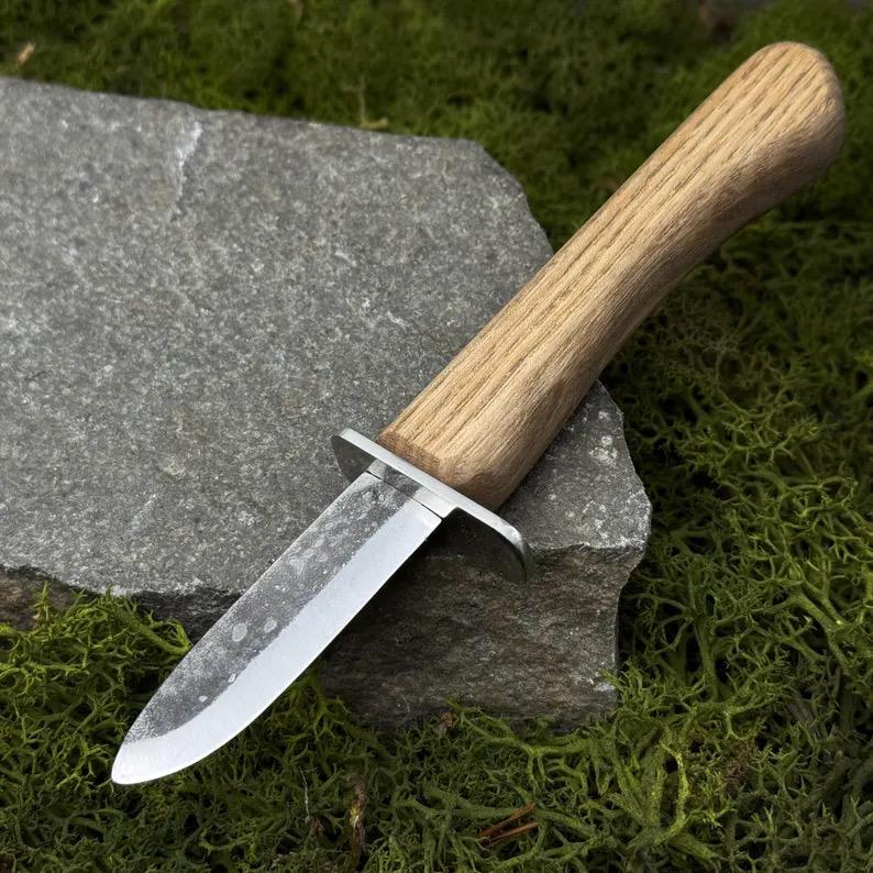 Beginner and Kids Carving Knife with Leather Case. Hand Forged Carbon Steel Blade