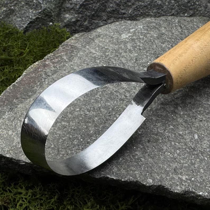 Hook Carving Knife: Spoon Shaping Tool - Leather Sheath Included
