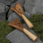 Carving hooks and scorpion knives with leather cases, spoon and bowl carving knives, wood carving knives and hand-forged tools made from car