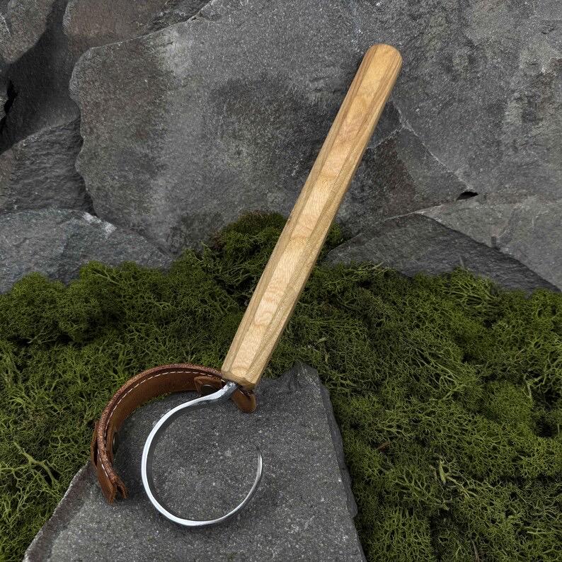 Long Scorp Knife with Leather Case. Spoon Carving Tool for Beginners and Carvers