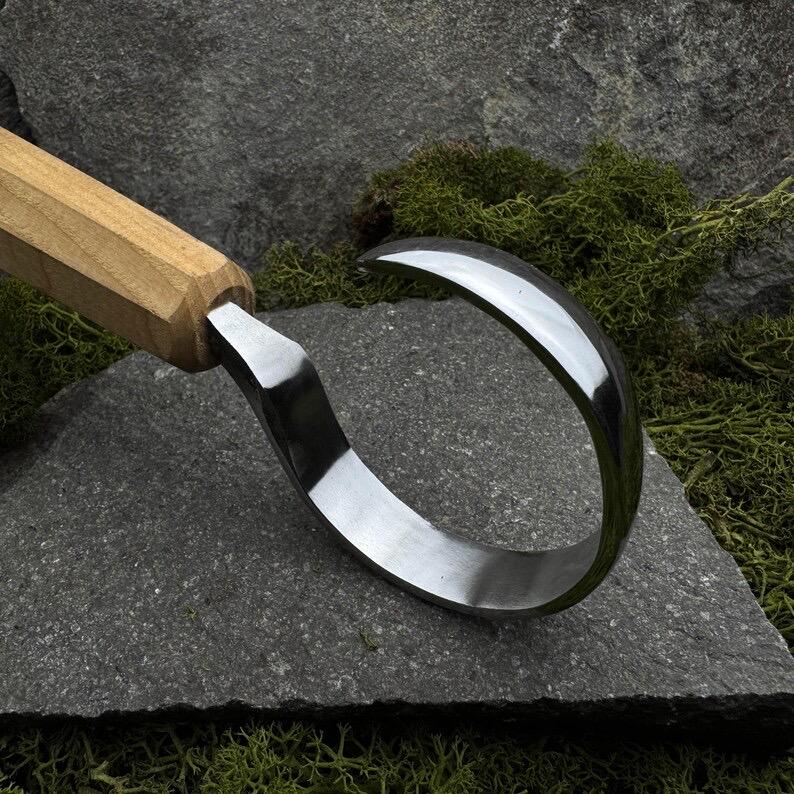 Long Scorp Knife with Leather Case. Spoon Carving Tool for Beginners and Carvers