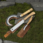 Hand Forged Garden Tool Set, Carbon Steel 52100, Ash Handle, Leather Sheaths