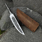 Forged Yakut Knife Blade with Leather Case. Knife for Bushcraft, Camping, Outdoor Carving, and DIY Handle Installation. Carbon Steel Blade