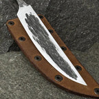 Forged Yakut Knife Blade with Leather Case. Knife for Bushcraft, Camping, Outdoor Carving, and DIY Handle Installation. Carbon Steel Blade