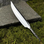 Forged Yakut Knife Blade with Leather Case. Knife for Bushcraft, Camping, Outdoor Carving, and DIY Handle Installation. Carbon Steel Blade