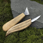 2-Hand Forged Carving Knife: Woodworking Tool (Carbon Steel Blade)