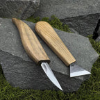 2-Hand Forged Carving Knife: Woodworking Tool (Carbon Steel Blade)