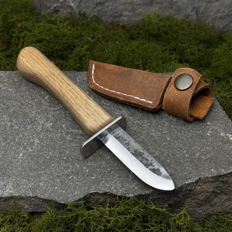 Beginner and Kids Carving Knife with Leather Case. Hand Forged Carbon Steel Blade