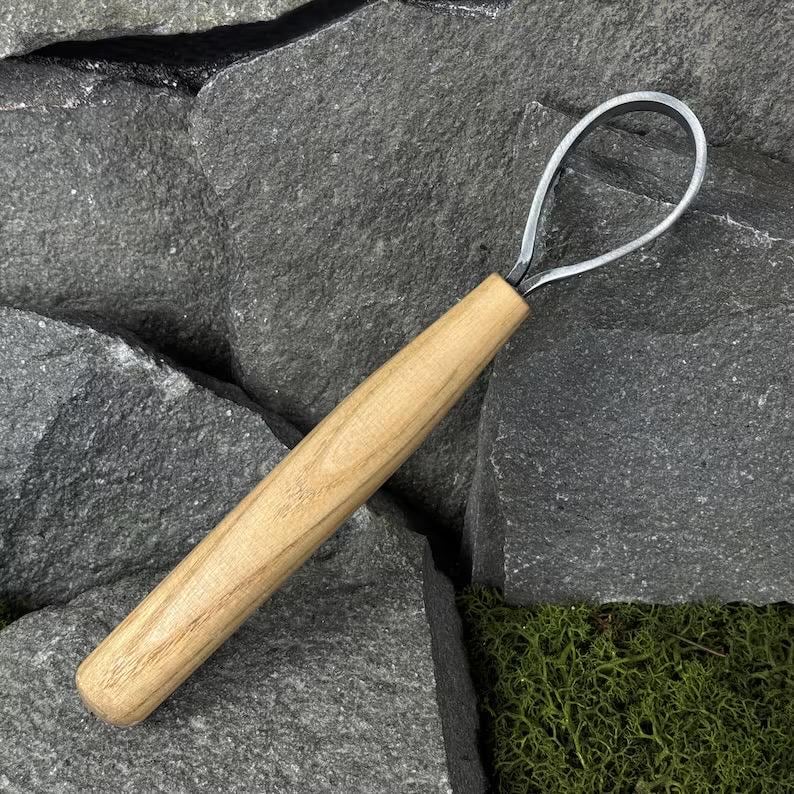Hook Carving Knife: Spoon Shaping Tool - Leather Sheath Included