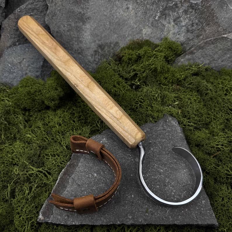 Long Scorp Knife with Leather Case. Spoon Carving Tool for Beginners and Carvers