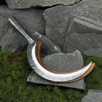 Outdoor Garden Sickle with Leather Case. Big Sickle for Trimming Shrubs, Clearing Overgrowth. Hand Forged Tool. Blade Carbon Steel 52100.