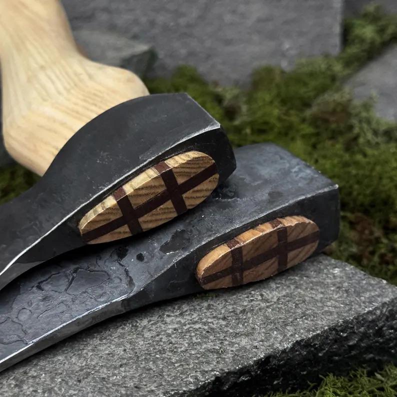 Hand Forged Carving Axes, Carbon Steel 52100 Blades, Ash Handles, Leather Sheath