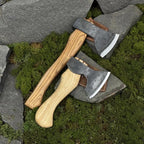 Hand Forged Carving Axes, Carbon Steel 52100 Blades, Ash Handles, Leather Sheath
