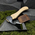 Adze with Leather Case. Wood Carving Tool. Adze with Straight Blade. Universal Axe. Woodworking Adze. Hand Forged Tool. Carbon Steel 52100.